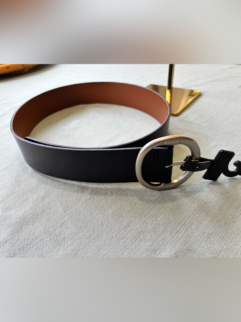 Sam Edelman Black Wide Leather Belt with Silver Rounded Buckle